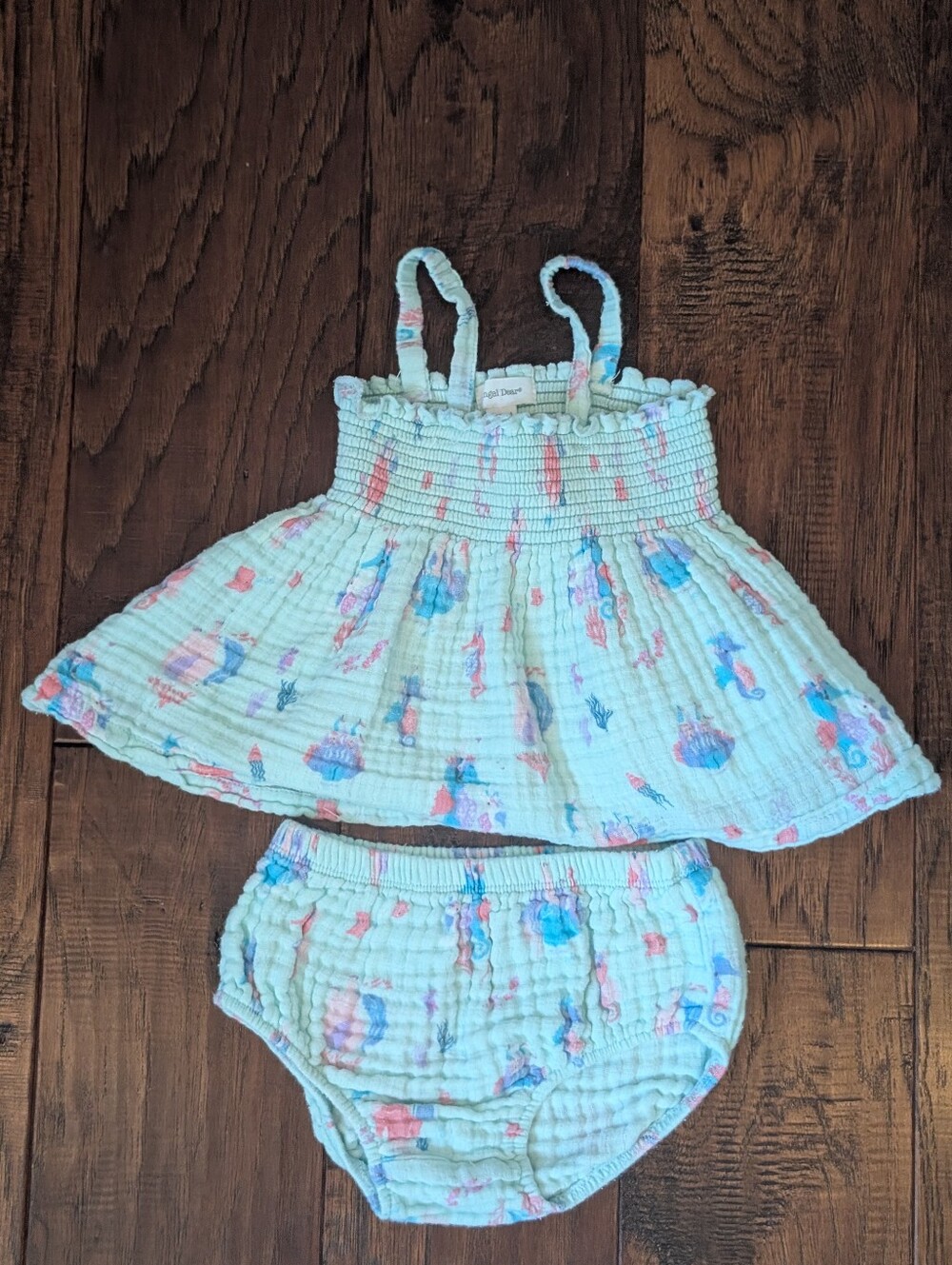 12-18 months Angel Dear smocked top and bloomer